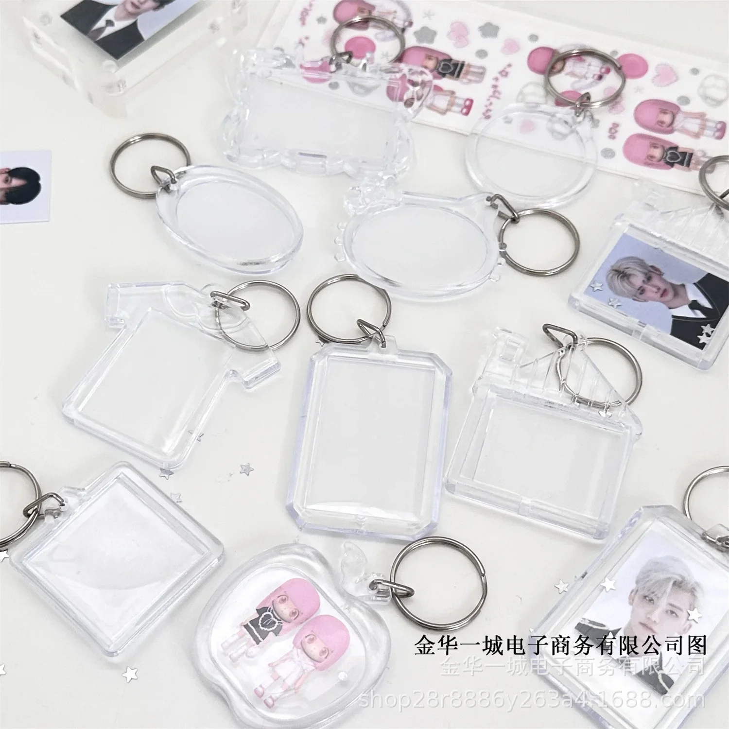 1Pc INS Simple Transparent Acrylic 1-inch Photo Frame Korean Kpop Idol 1-inch Photocard Protective Display Key Chain Bag Pendant
