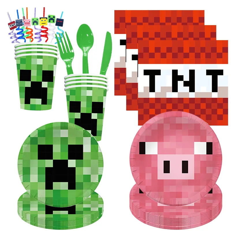 Decoración de fiesta de cumpleaños, juego de dibujos animados, vajilla de acción, caja de papel de palomitas de maíz, máscara facial, juego de globos, recuerdos de fiesta, cumpleaños para niños