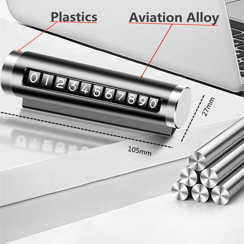 Universal Auto Telefon Anzahl Platte Temporäre Parkplatz Karte Aluminium Aufkleber Drehen Park Stop Temporäre Parkplatz Karte Auto Zubehör