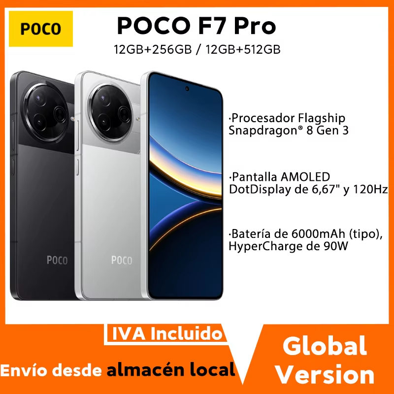 POCO F7 Pro 5G NFC Versión Global Teléfono Móvil sin Cargador 12GB 256GB 512GB
