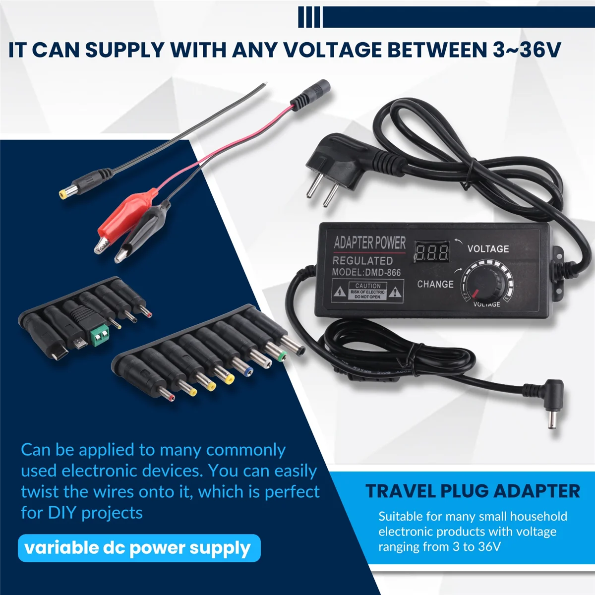 3-36V 4A 144W Universal Power Supply 3V 5V 6V 9V 12V 15V 18V 20V 24V 30V 36V Adjustable Variable Switching AC/DC EU Plug