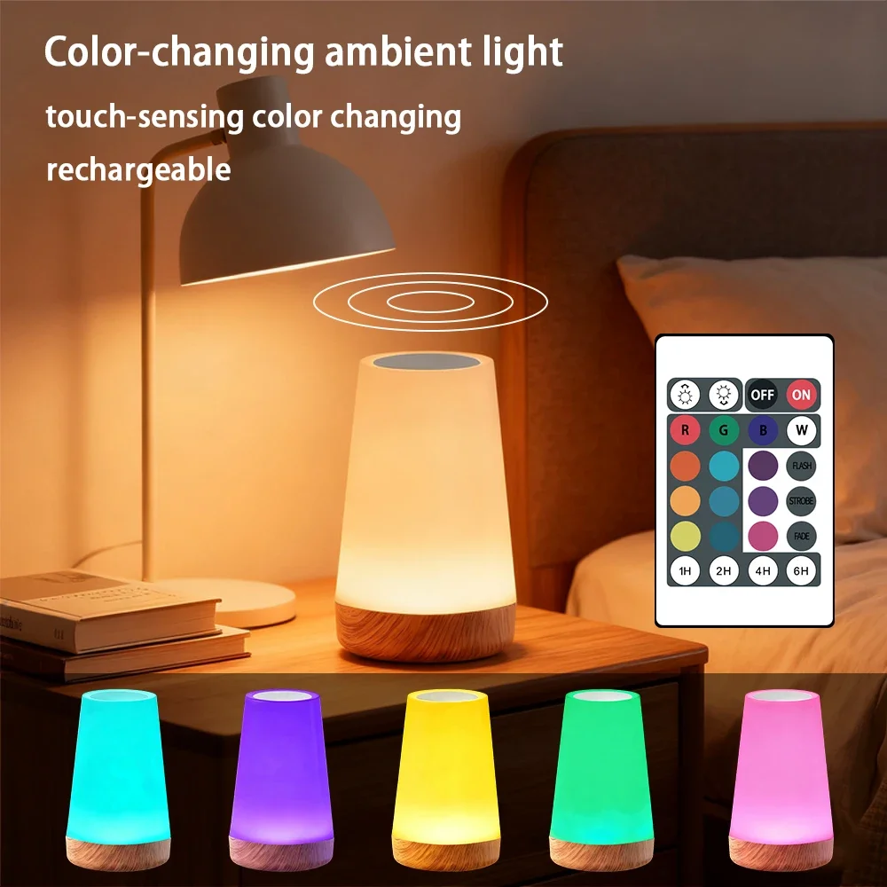 13 cores led mudando luz noturna controle remoto toque usb recarregável rgb noite lâmpada regulável portátil mesa lâmpada de cabeceira