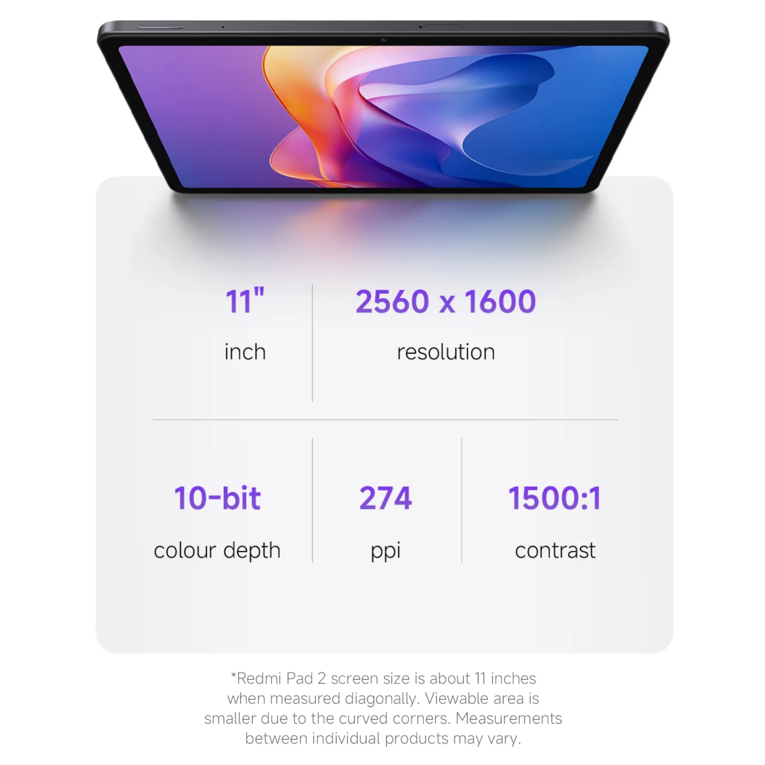 Xiaomi Redmi Pad 2 8+256GB WIFI Global Version MediaTek Helio G100-Ultra HyperOS 2 9000mAh 18W Charging 11" 90Hz 2.5K Display