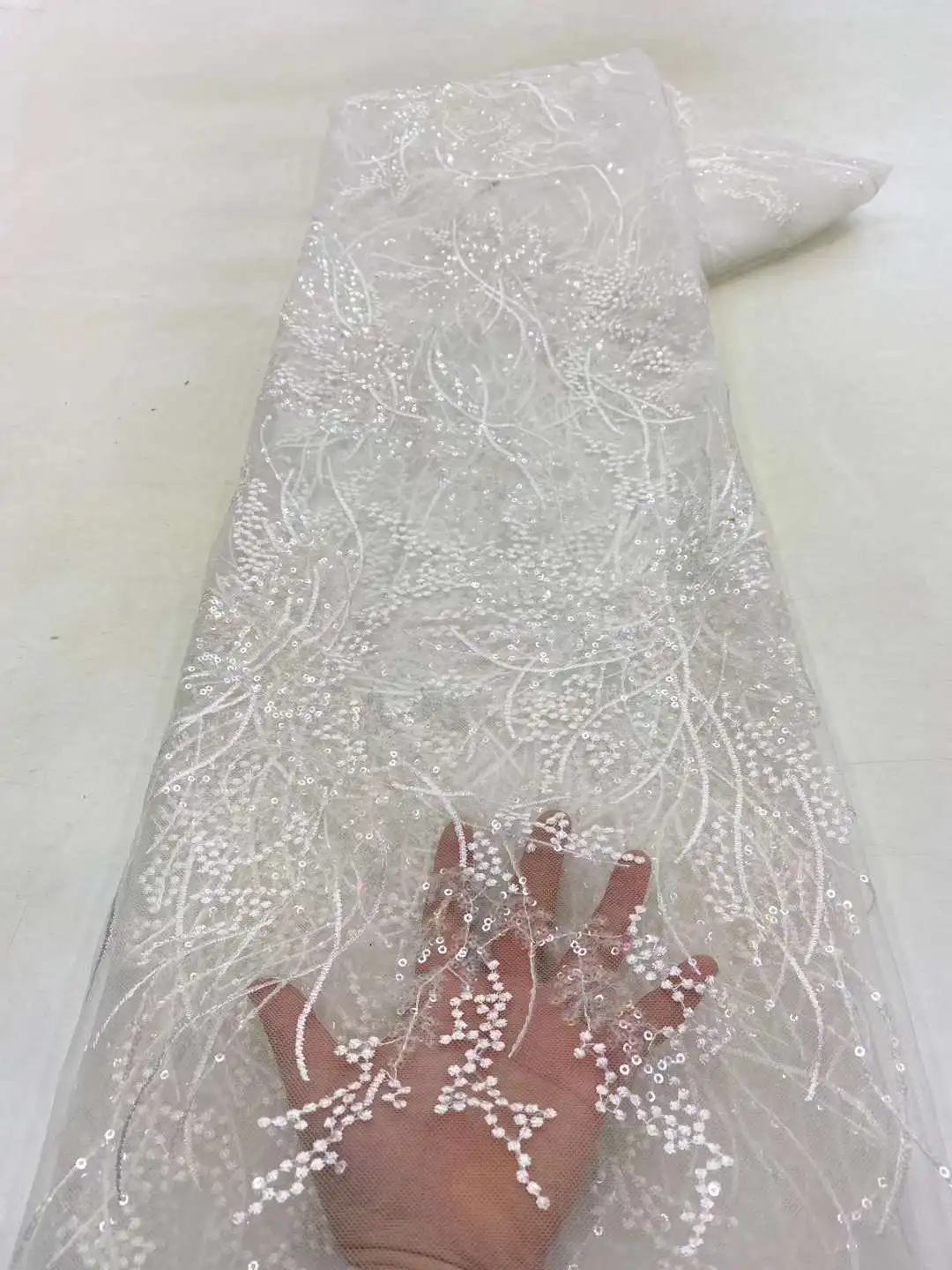 Afrikanische Pailletten Tüll Spitze Stoff 5 Yards 2023 Hohe Qualität Bestickt Französisch Net Mesh Spitze Nigerian Spitze Für Party Kleid nähen