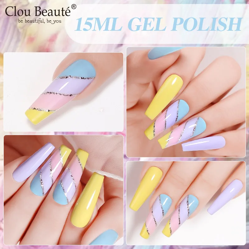 Clou Beaute 15ml สีแดงสีดําสีขาวสีเขียวนีออนเจลเล็บ BASE Top Coat กํามะหยี่ TOP 400 สีกึ่งถาวรเจลเล็บเคลือบเงา