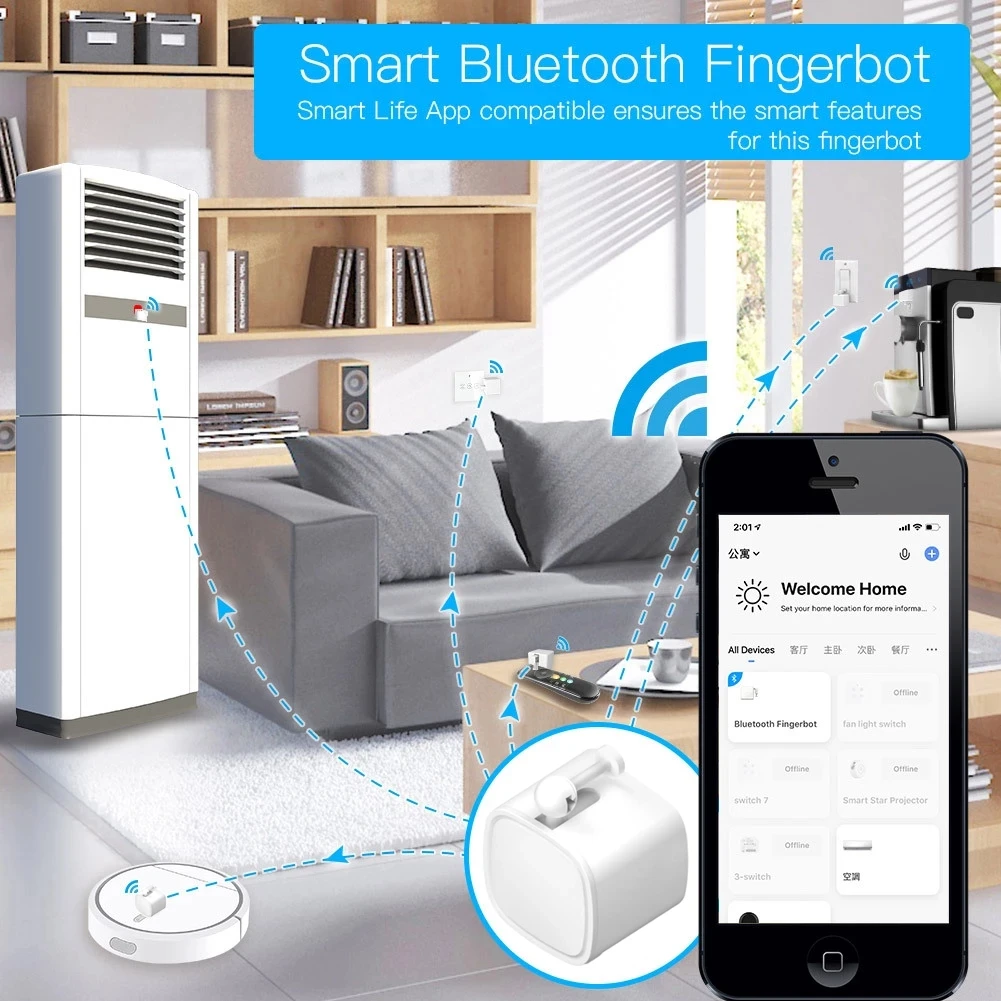 Tuya Smart Bluetooth Taste Roboter APP Fernbedienung Schalter Timer Einstellung Physikalische Smart Home Automation Connect Gateway Option
