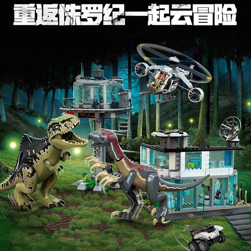 Jurassic Dinosaurier Southern Behemoth Drache und Sichel Drache Angriff 76949 Tyrannosaurus Rex Bausteine Kinderspielzeug Junge