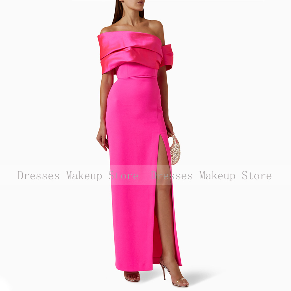 Robe de Rhmaxi fendue sur le côté pour femme, robe de soirée simple, rose vif, hors de l'initiative, élégante, quel que soit le côté, 2024