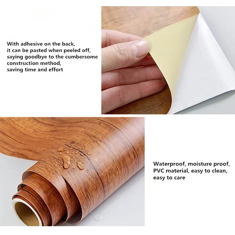ไม้ DIY สติกเกอร์ PVC กันน้ําวอลเปเปอร์ตกแต่งเฟอร์นิเจอร์สติ๊กเกอร์ติดผนังตกแต่งบ้านกระดาษเหนียวรูปลอก