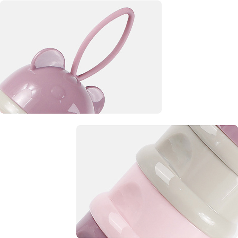 Armazenamento de três/quatro camadas portátil recipiente de alimentos em pó leite em pó caixa dispensador resistente derramamento adequado para 1 a 6 anos ol