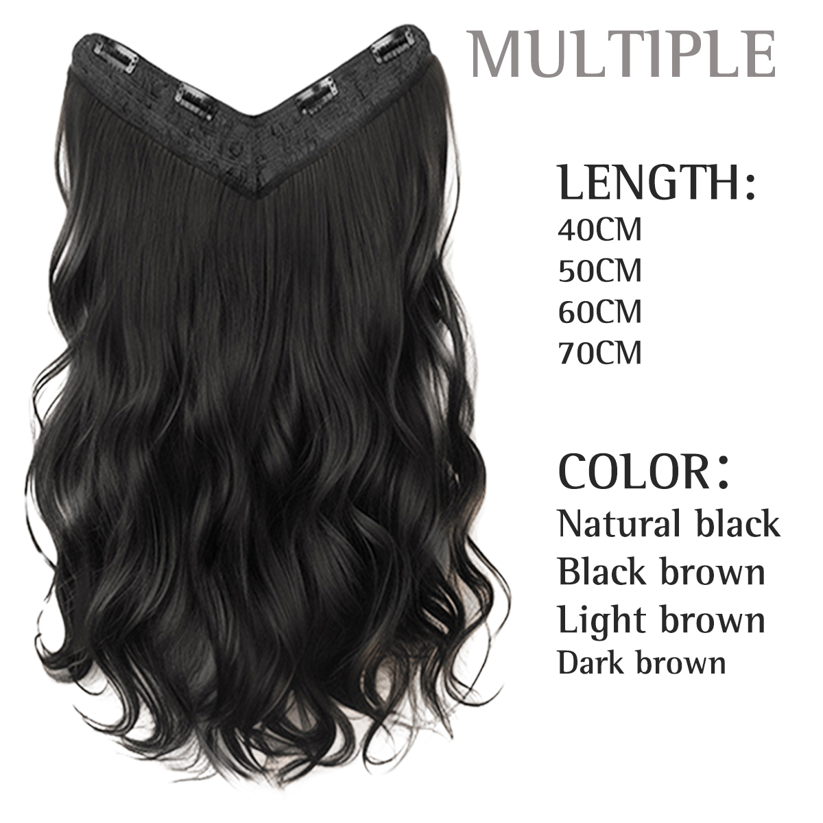 Natuurlijk synthetisch V-vormig golvend haarverlengstuk omringt het pruikstuk Sandwiched Het haar van de vrouw Krullende haaraccessoires