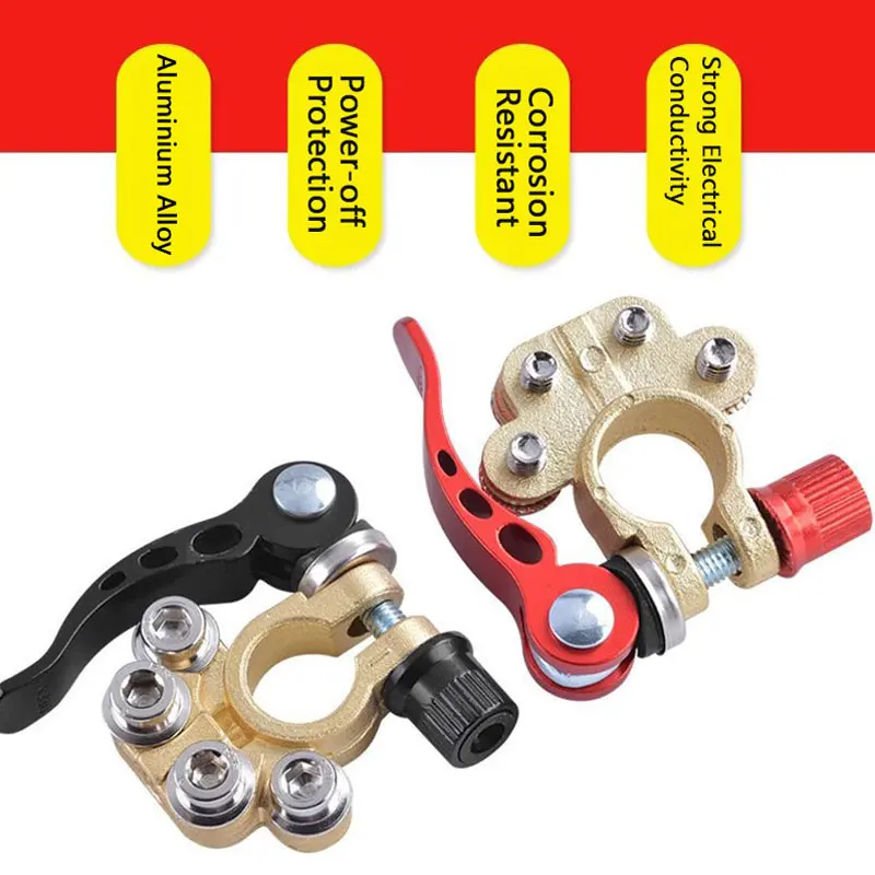 Terminali batteria a sgancio rapido per auto - Morsetto in rame con perno superiore in lega di alluminio 12V 24V per connessione cavo automatico