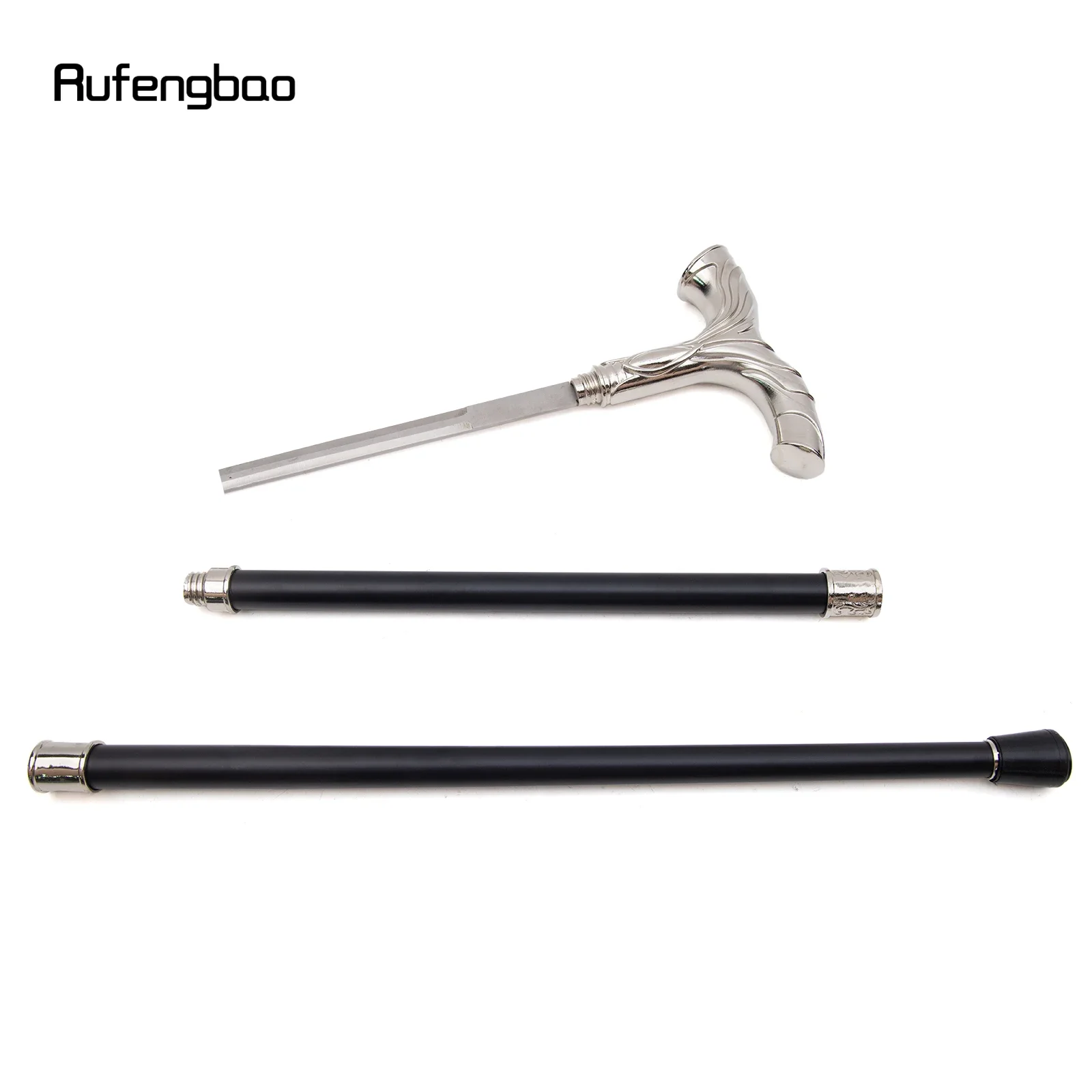 Weiße fließende Linien behandeln Gehstock mit versteckter Platte Selbstverteidigung Mode Rohrplatte Cosplay Crosier Stick 92 cm