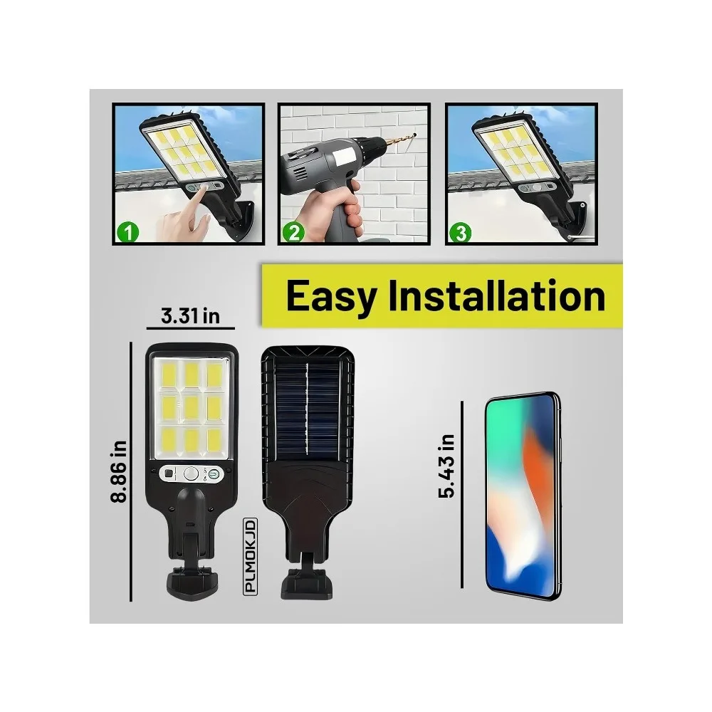 1/2/4Pack Solar Street Lights, 108 COB LED Outdoor Wall Lights with Remote Control and Motion Sensor, Adjustable 3 Modes 1000mah