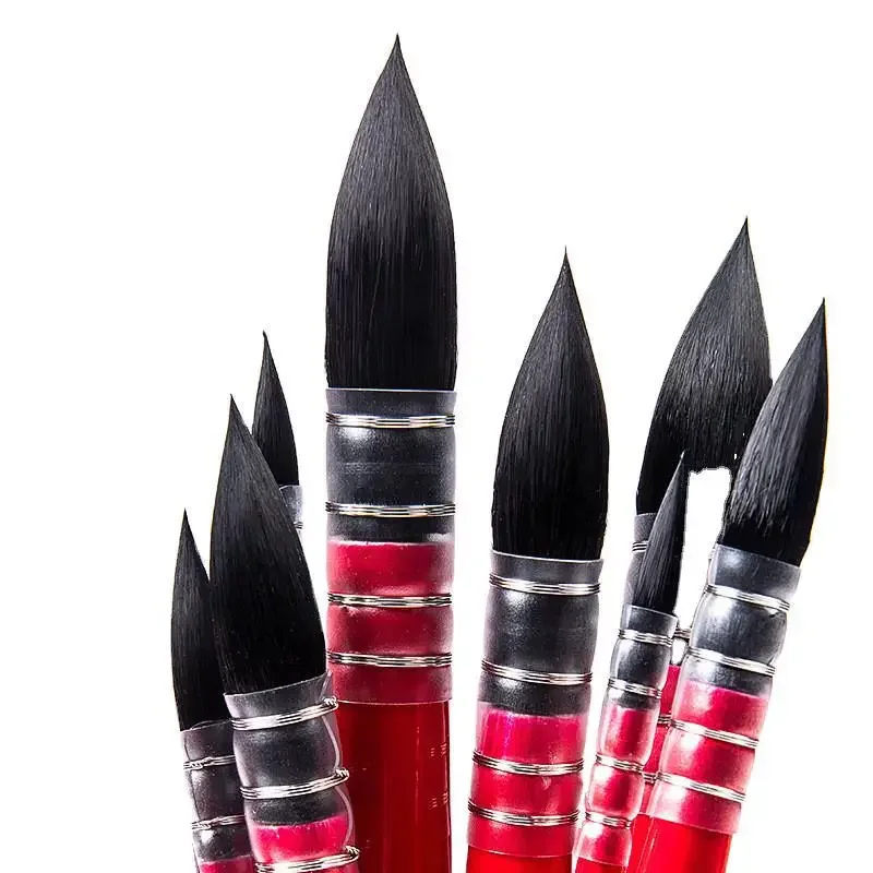 1pc Professional Wood Handle Watercolor Paint Brushes with Red Round Squirrel Hair Tip for Painting Writing