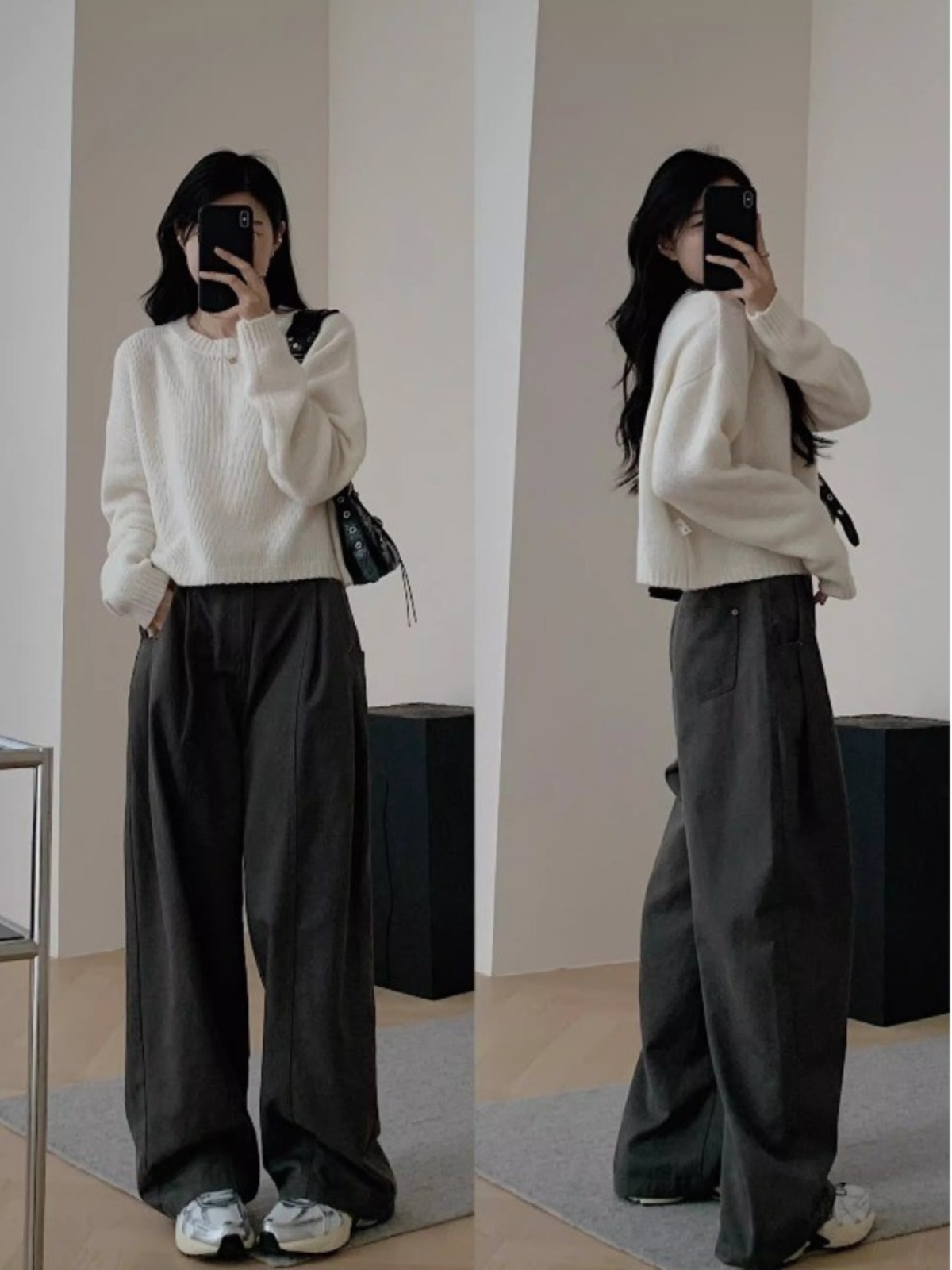 Suéter F de Tricô com Manga Curta em Pelúcia de Urso, Estilo Novo de Primavera e Outono, Moda Casual, Top de Gola Redo...