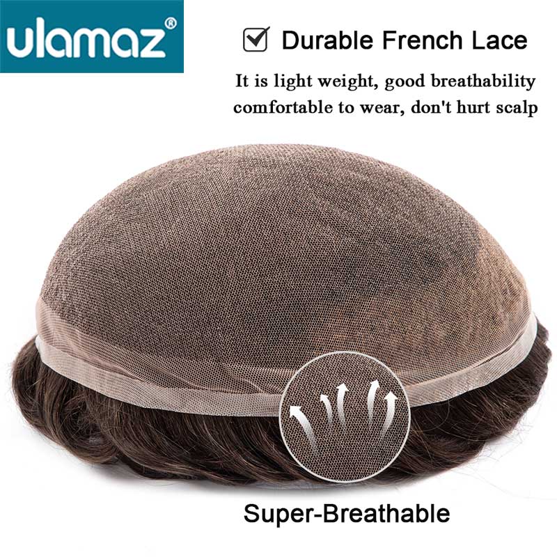 Bleach Knots Lace Front Männliche Haarprothese Mann Perücke Echthaar Französisch Spitze Toupet Perücken Für Männer Volle Spitze Haar System Männer der Perücke