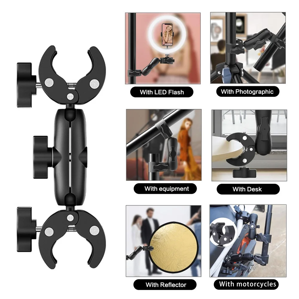 Staffa a doppia clip per bicicletta moto per GoPro Hero 11 10 9 Accessorio per fotocamera panoramica per selfie stick per Insta360 One X2 X3