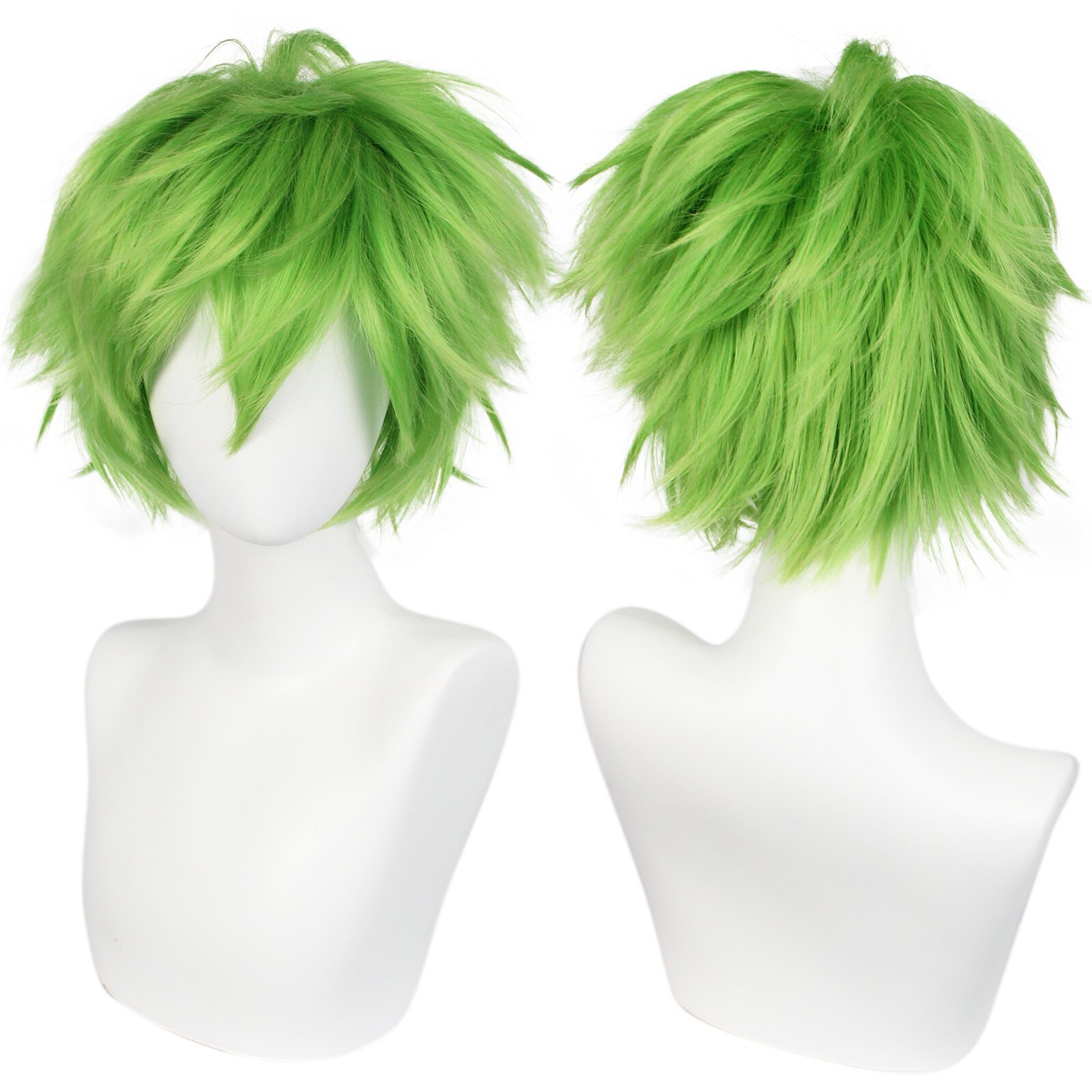 Synthetische universele korte cosplay pruik zilver rood roze blonde gras groen zwart rechte heren pruik voor Halloween cosplay