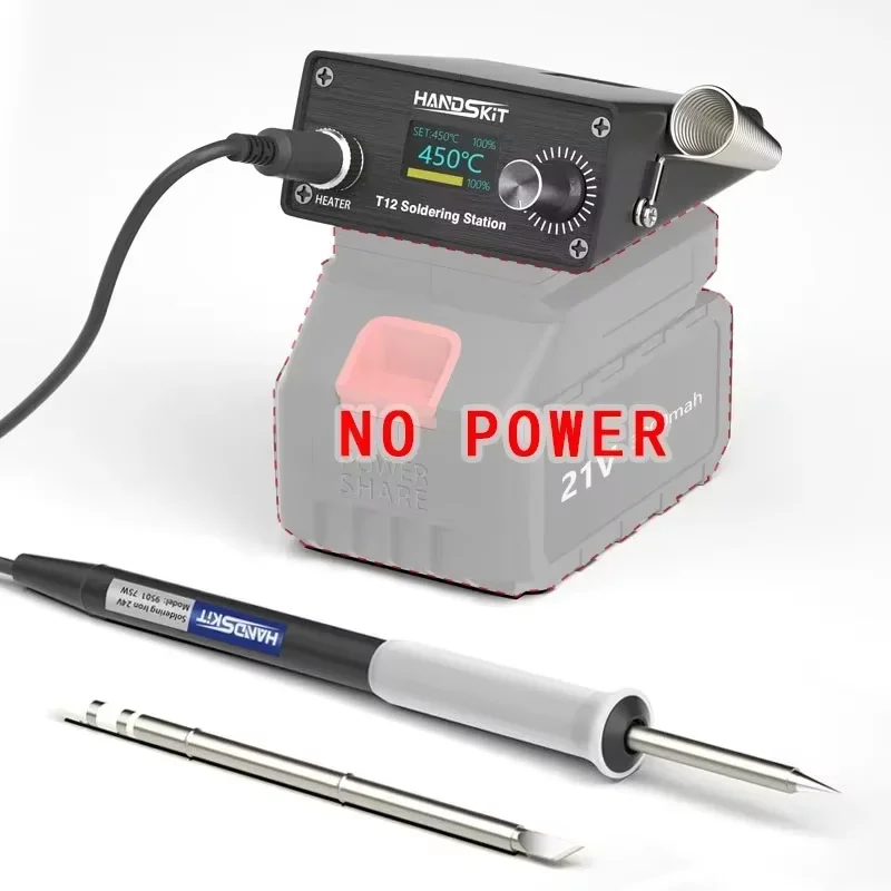 T12デジタルはんだ付けステーション LCD温度制御付き - 電子機器修理用ポータブルリワークツールキット、電源は含まれていません