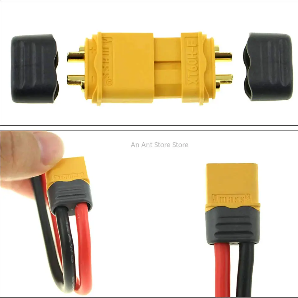 10 Uds 20 piezas conector Amass XT60H enchufe tipo bala XT60 con cubierta mejorada de funda XT60 hembra y macho chapado en oro para piezas RC
