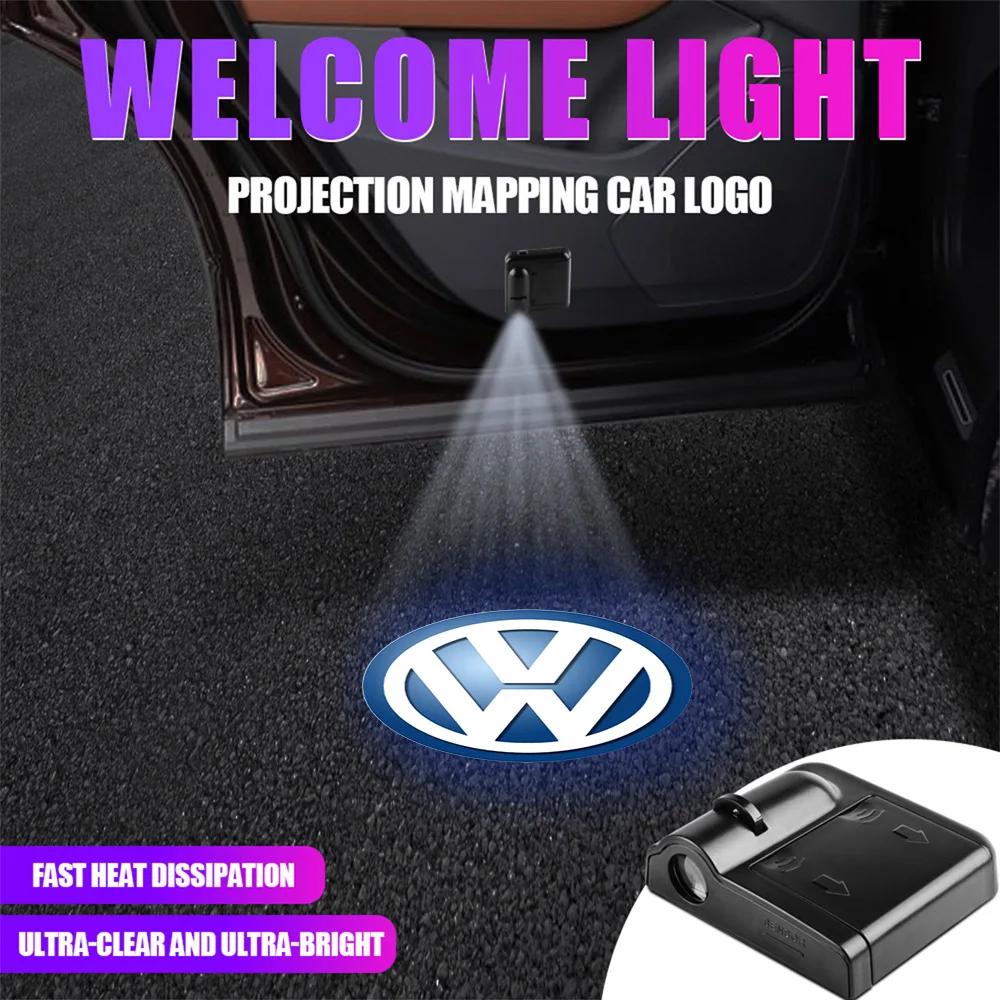 Luz LED magnética con emblema para puerta de coche, lámpara de bienvenida, proyector láser inalámbrico, accesorios para Volkswagen Golf Touran Polo Jetta