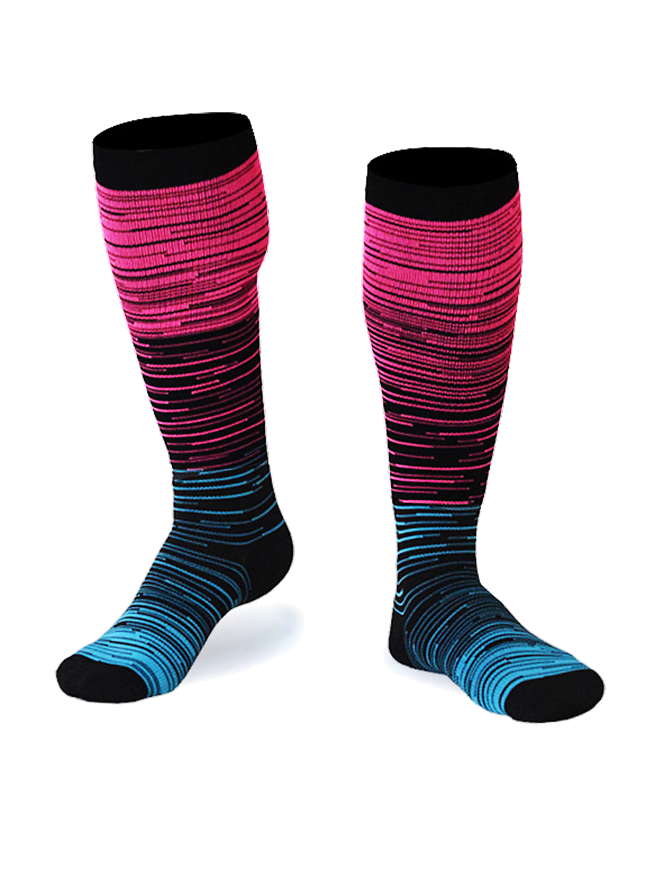 Calcetines de presión para hombre y mujer, medias de compresión con degradado a rayas, para ciclismo y Deporte