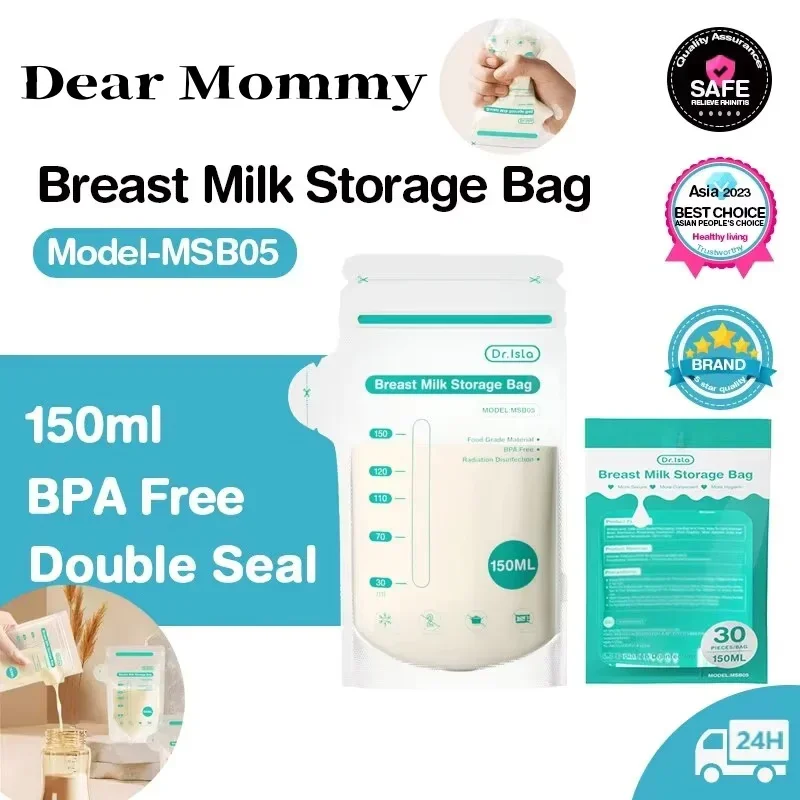 30 unidades 150/250ML Saco de armazenamento de leite materno descartável de pequena capacidade Saco de armazenamento de leite congelado sem BPA