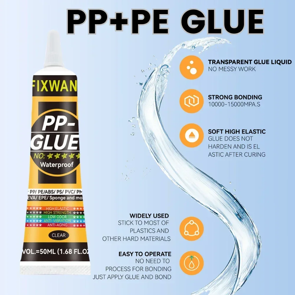 Pegamento especial de plástico PP polipropileno/poletileno PE PPT/policarbonato de PC/TPE/TPU/acrílico/ABS sin tratamiento 50ML