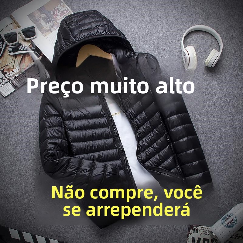 Jaqueta Leve de Aodão com Capuz para Homens Estilo Casual Curto Quente Tamanho ande Roupas Externas Primavera Outono Inverno