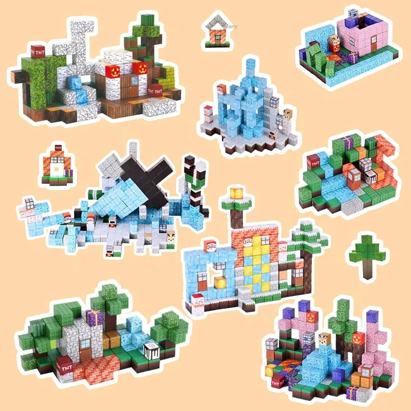 Novos blocos magnéticos-construir meu ímã mundo conjunto para meninos meninas, brinquedos de construção sensorial para crianças presentes de natal