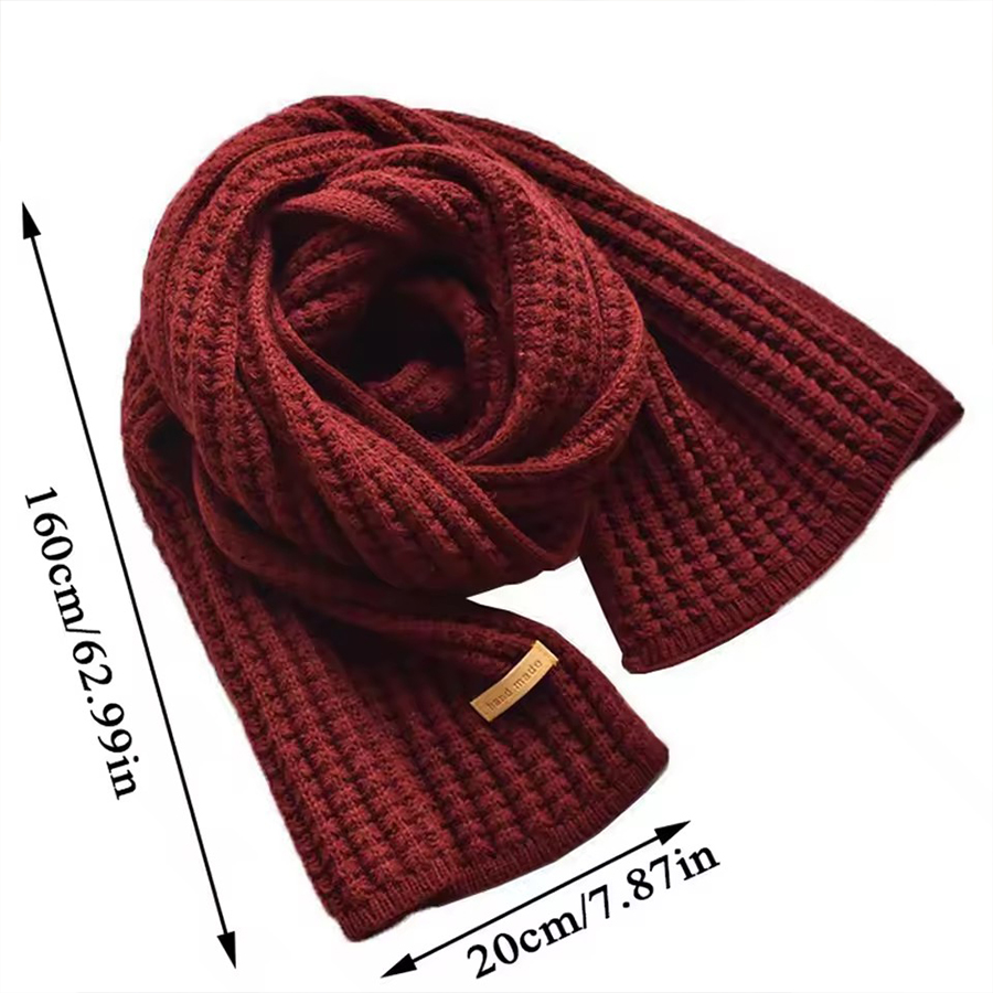 Unisex Thick Wool and Cashmere Scarf, Long and Warm Winter Neck Accessory, Suitable for Travel and Office Use.
