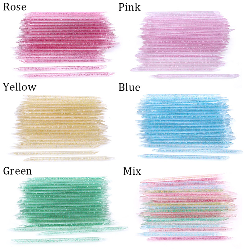 50/100Pcs Reusable Crystal Stick Double End Nail Art Cuticle Pusher Cuticle Remover Tool Pedicure Care Nails Manicures Tools