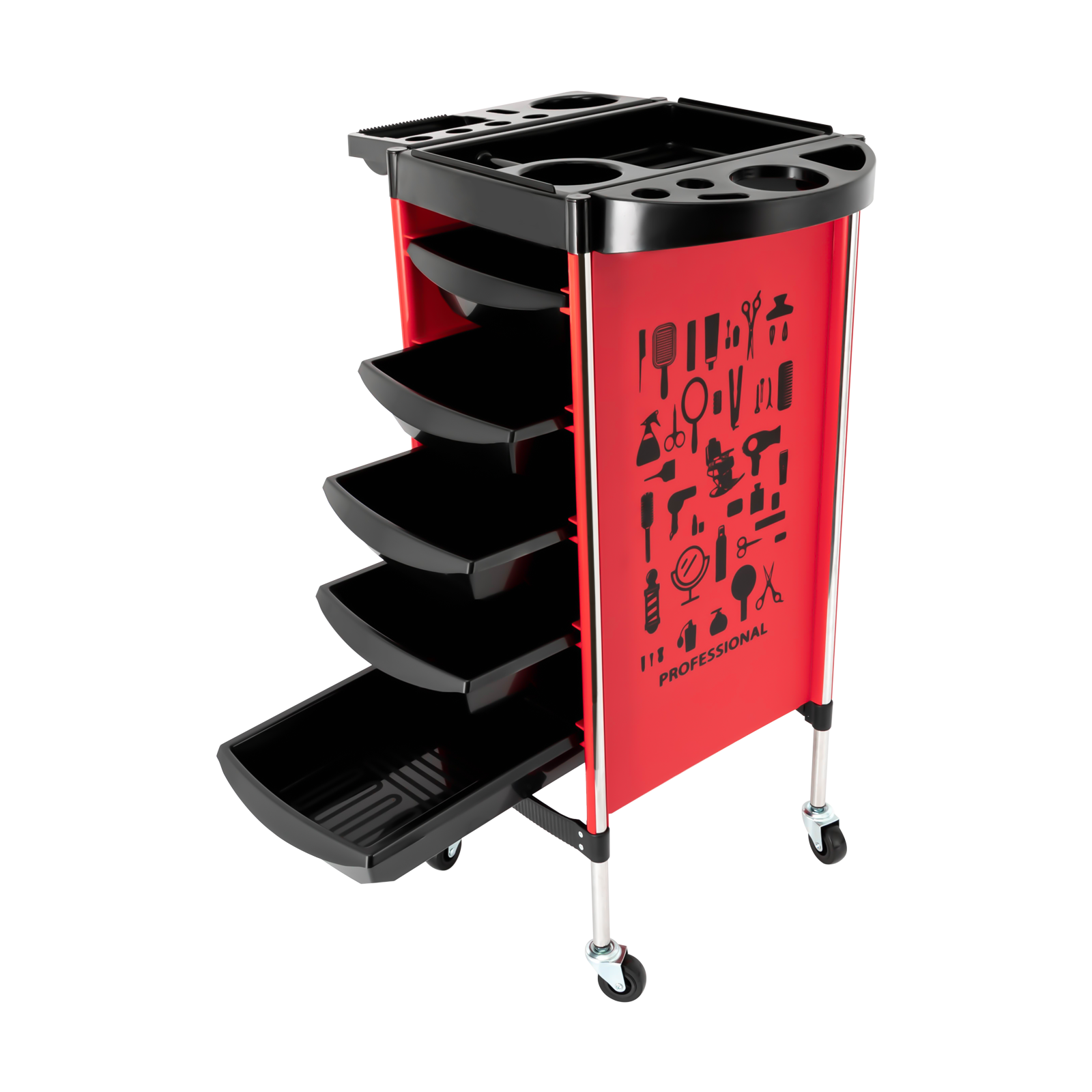 Chariot roulant pour Salon de beauté, plateau de coiffure avec 5 tiroirs, Station de coiffure SPA, chariot de Service de barbier, support de rangement