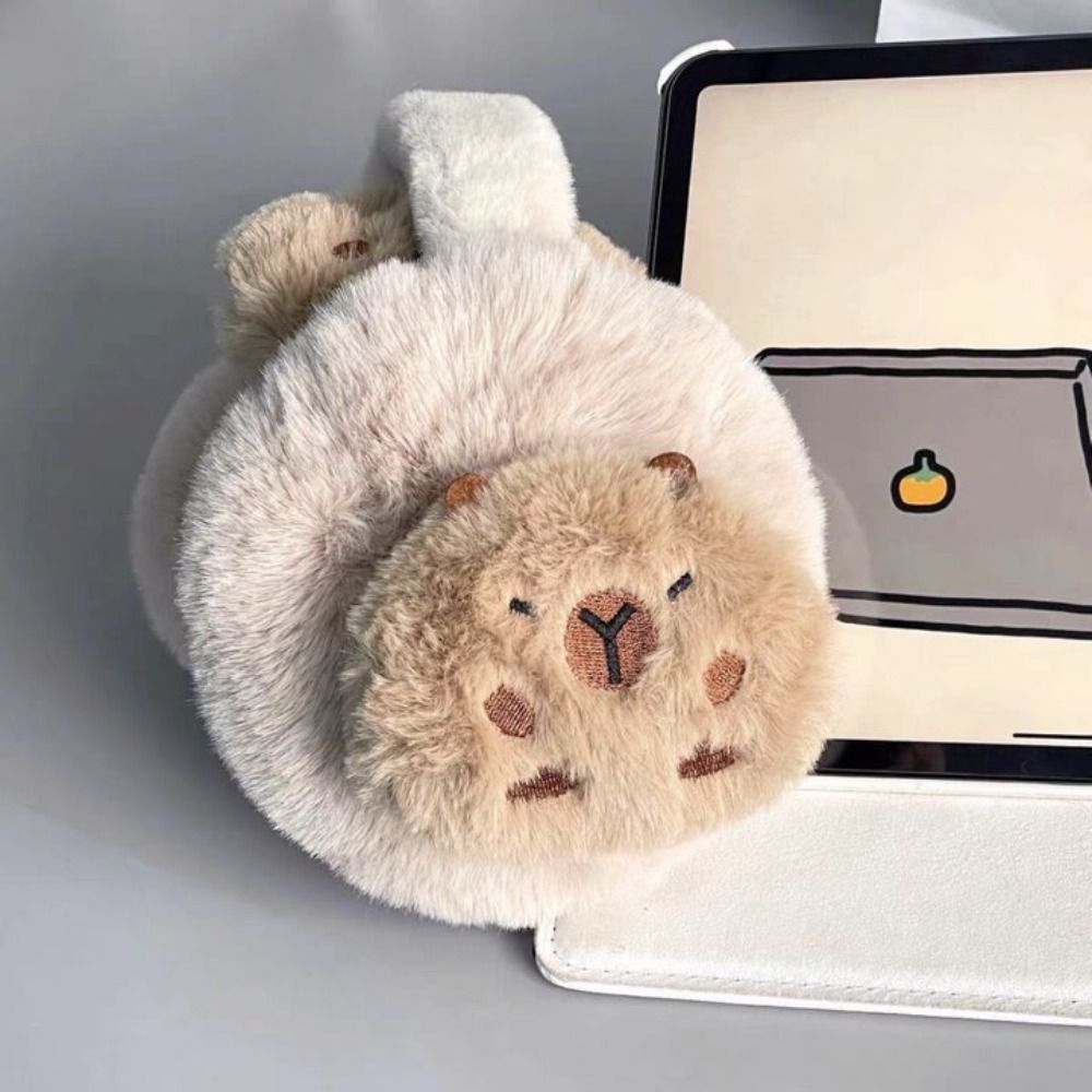 Cache-oreilles en peluche Capybara pour étudiants, couverture d'oreille pliable, gants d'hiver coupe-vent épais, rabat d'oreille de dessin animé, doigt complet, mode