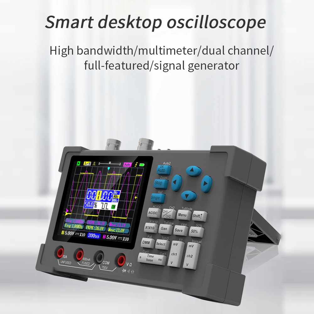 3 in1 oscilloscopio digitale multimetro generatore di segnale doppio canale 120Mhz larghezza di banda 250MSa/s frequenza di campionamento oscilloscopio portatile