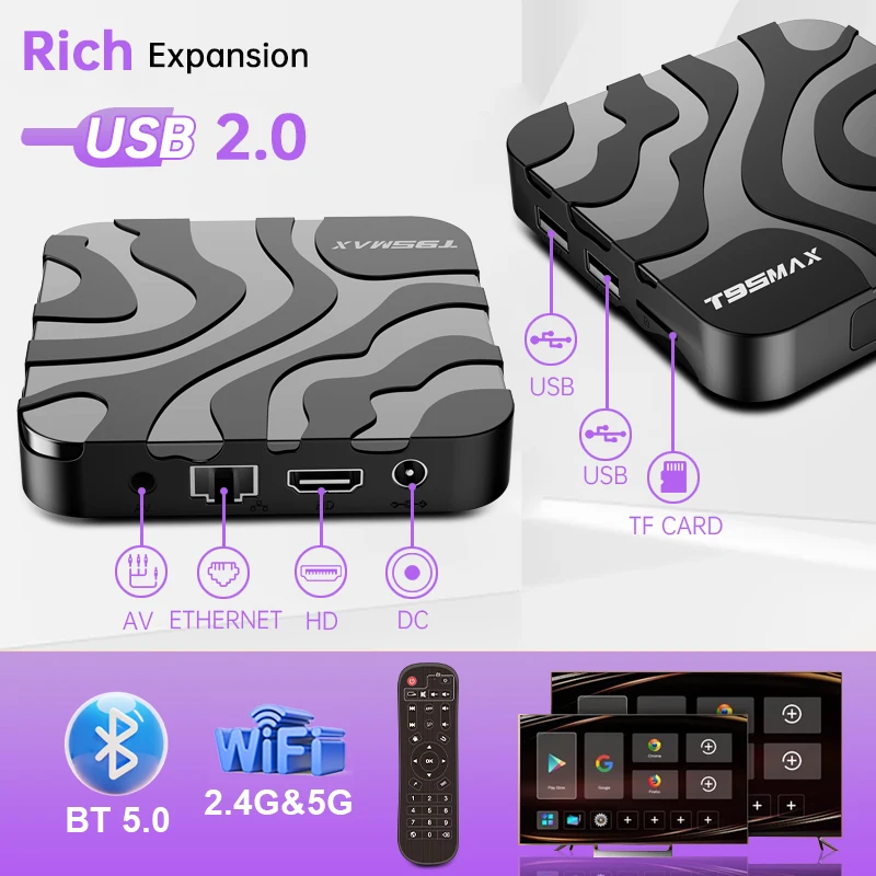 T95 MAX Allwinner H618 Smart TV Box Android 12 2,4G/5G Dual Wifi Quadcore 8GB16GB32GB64GB 8K Ultra HD Media Player Set Top Box