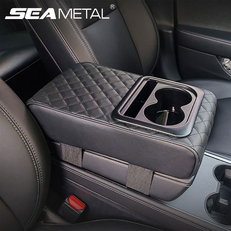 Naaister Auto Armsteun Box Kussen Pu Lederen Dikke Middenconsole Cover Elleboogsteun Universele Auto Armsteun Pad Opbergdoos