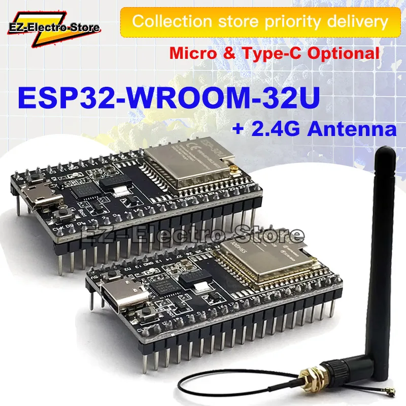 ESP32 DevKitC WIFI+Bluetooth Development Board WROOM & WIFI Module with 2.4G Antenna Optional ESP32-WROOM-32U Development Board