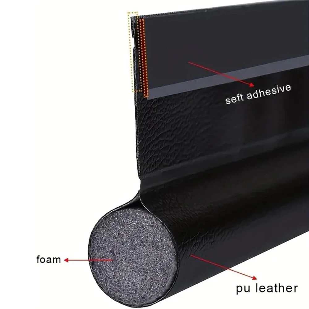 1pc Door Bottom Seal Strip Cuttable Insulation Under Door Draft Blocker Windproof Anti-Cold Gap Weather Stripping Acoustic Foam
