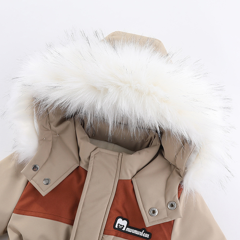 -Ropa de invierno para bebé de 30 grados, monos, prendas de vestir, trajes para bebés, traje de esquí para bebé, mono grueso para bebé, impermeable con capucha para niñas