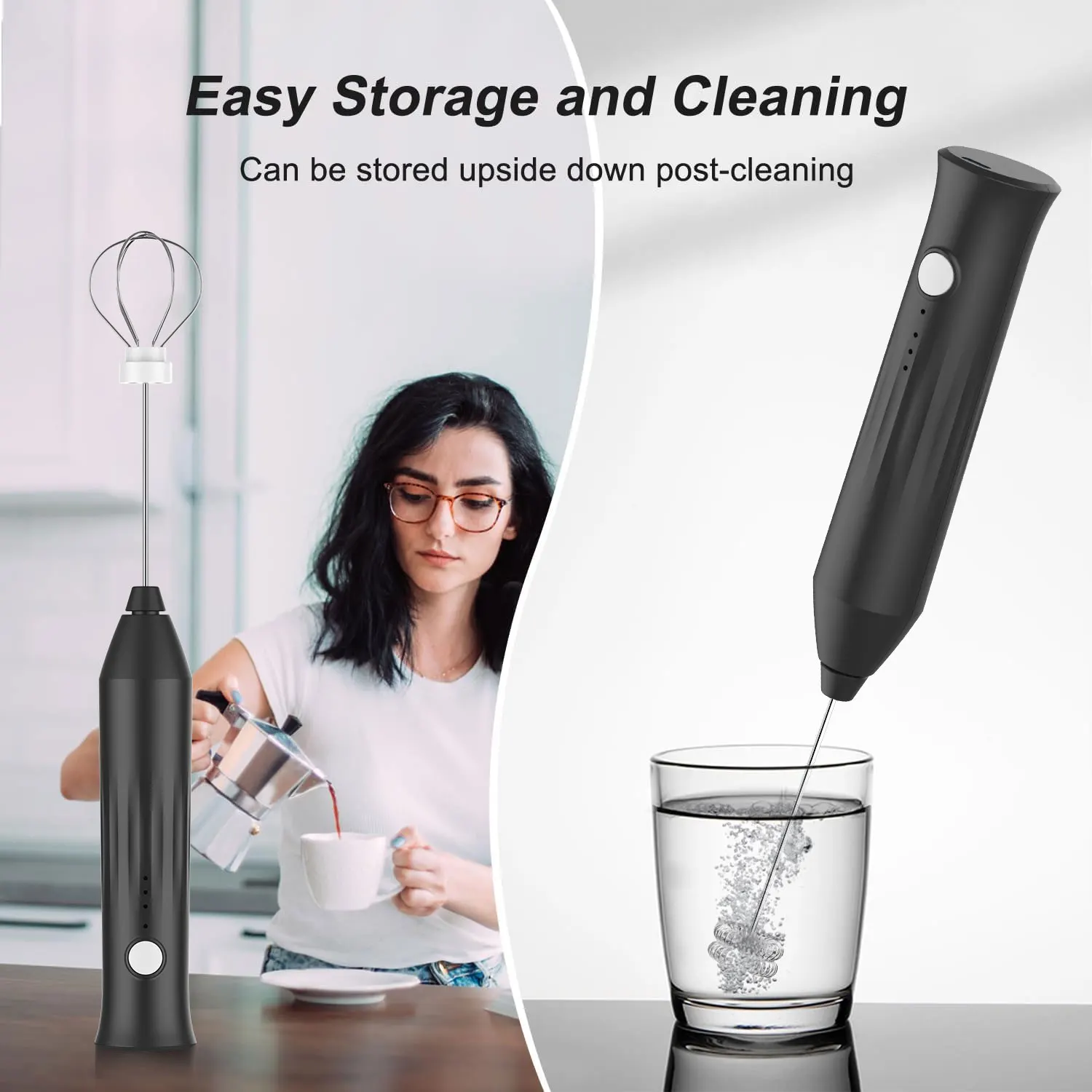 MINI Frother นม USB ชาร์จ 3 ความเร็วโฟม Maker Coffee Whisk Mixer ไฟฟ้า Handle Blender Egg Beater