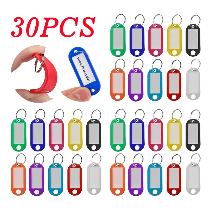 10/30 Uds. Llavero de plástico Multicolor de 10 colores etiquetas de identificación etiquetas de identificación de equipaje etiquetas de identificación de número de Hotel tarjeta de clasificación llaveros