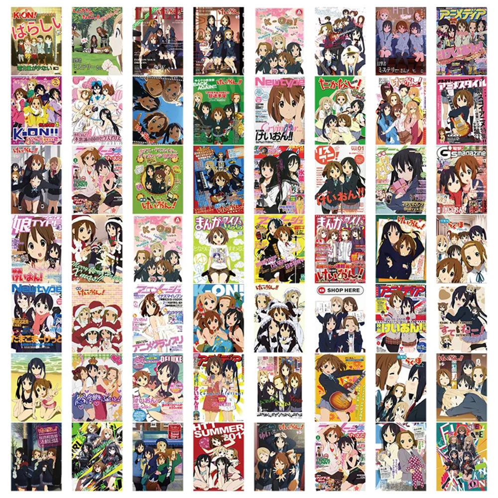 ¡10/30/60 Uds lindo Anime K-ON! pegatinas de póster dibujos animados Kawaii chica calcomanía Graffiti DIY cuaderno guitarra diario coche pegatina impermeable