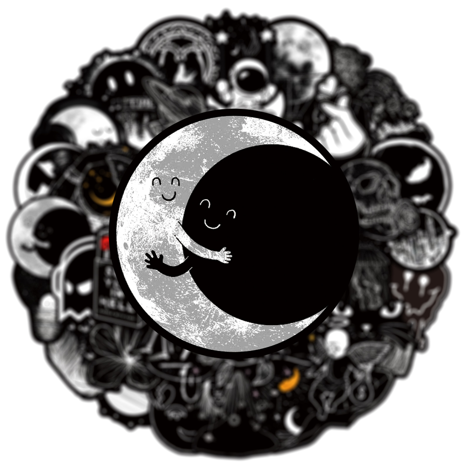 10/30/50ชิ้นย้อนยุคสีดำสีขาวกันน้ำสติกเกอร์กราฟฟิตีสวยงามกระเป๋าตกแต่งสวยงามโทรศัพท์แล็ปท็อปสมุดบันทึกสติ๊กเกอร์เด็ก