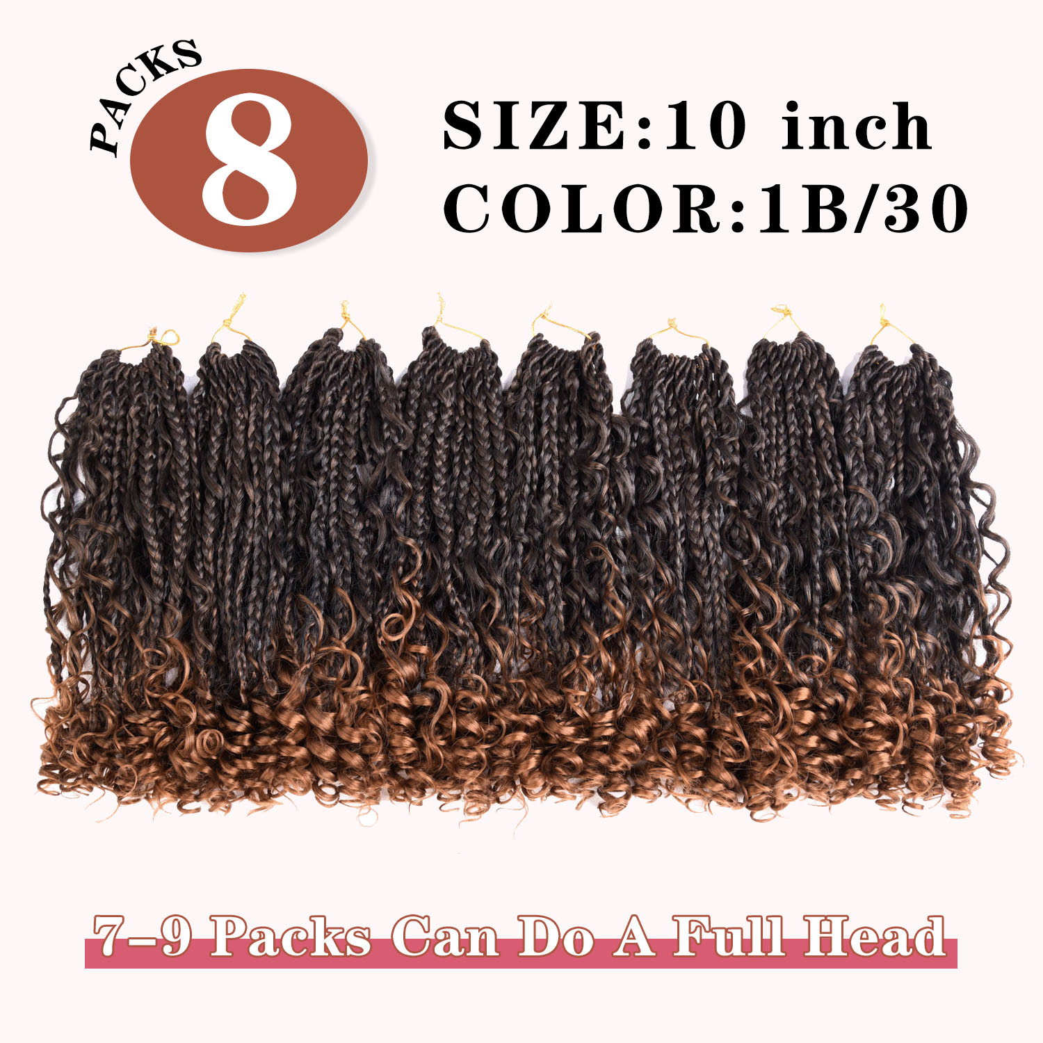 8 pacotes sintéticos 12 Polegada caixa deusa tranças de crochê cabelo boho caixa tranças com onda termina extensões de cabelo para mulher preto