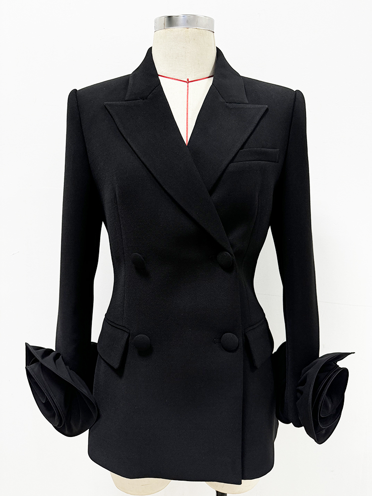 High Street neueste Modedesigner Jacke Damen Blumen Applikationen Zweireiher Blazer