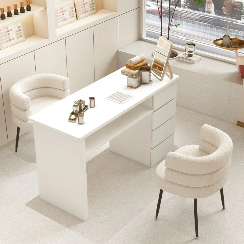 เล็บไม้เล็บตารางออกแบบ Slate สีขาวโมเดิร์นเล็บตาราง Minimalist แผนกต้อนรับ Mesa Manicura Salon เฟอร์นิเจอร์ ZT50MT