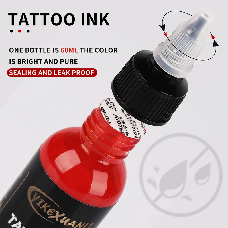 Pigment d'encre de tatouage rouge/noir de 60ml, avec boîte, Kits de tatouage d'art corporel, peintures de beauté professionnelles, maquillage, fournitures de tatouage semi-permanentes