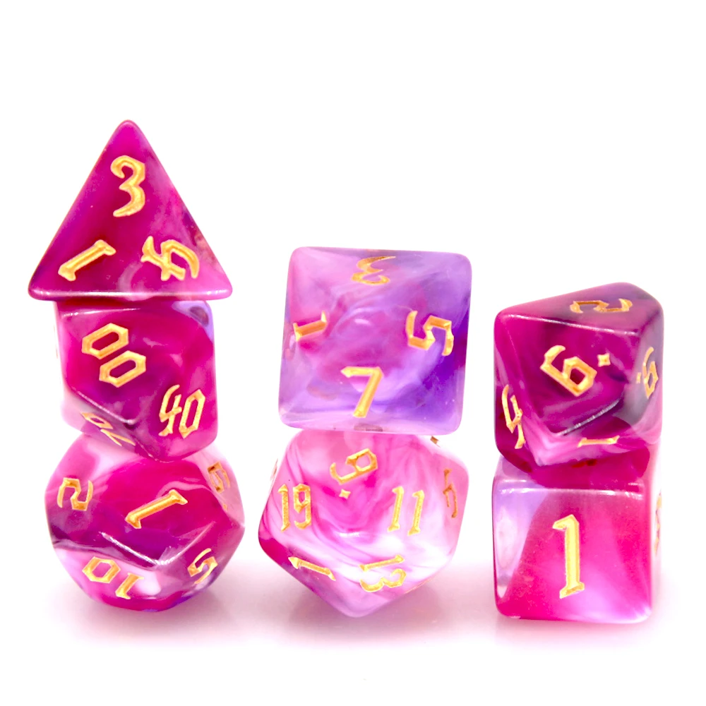 7 stks/set Acryl Polyhedrale Blend Kleur DND Spel Dobbelstenen Nummer Decoraties TRPG Games Bordspellen Entertainment Speelgoed